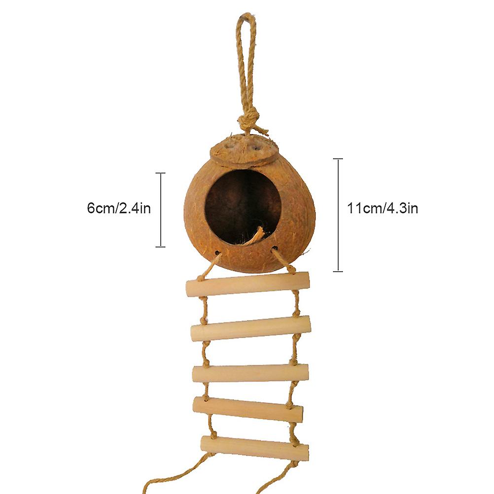 Pet Bird Hanging Coconut Shell Nest Parrot Bite Resistant Hamster Climb Ladder Swing Hanging Toy