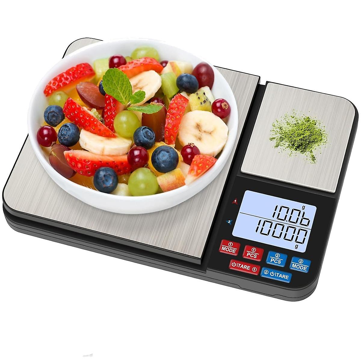 Bilancia da cucina a doppia piattaforma, [10Kg/0.01G] Bilance da cucina, alta precisione con display LCD