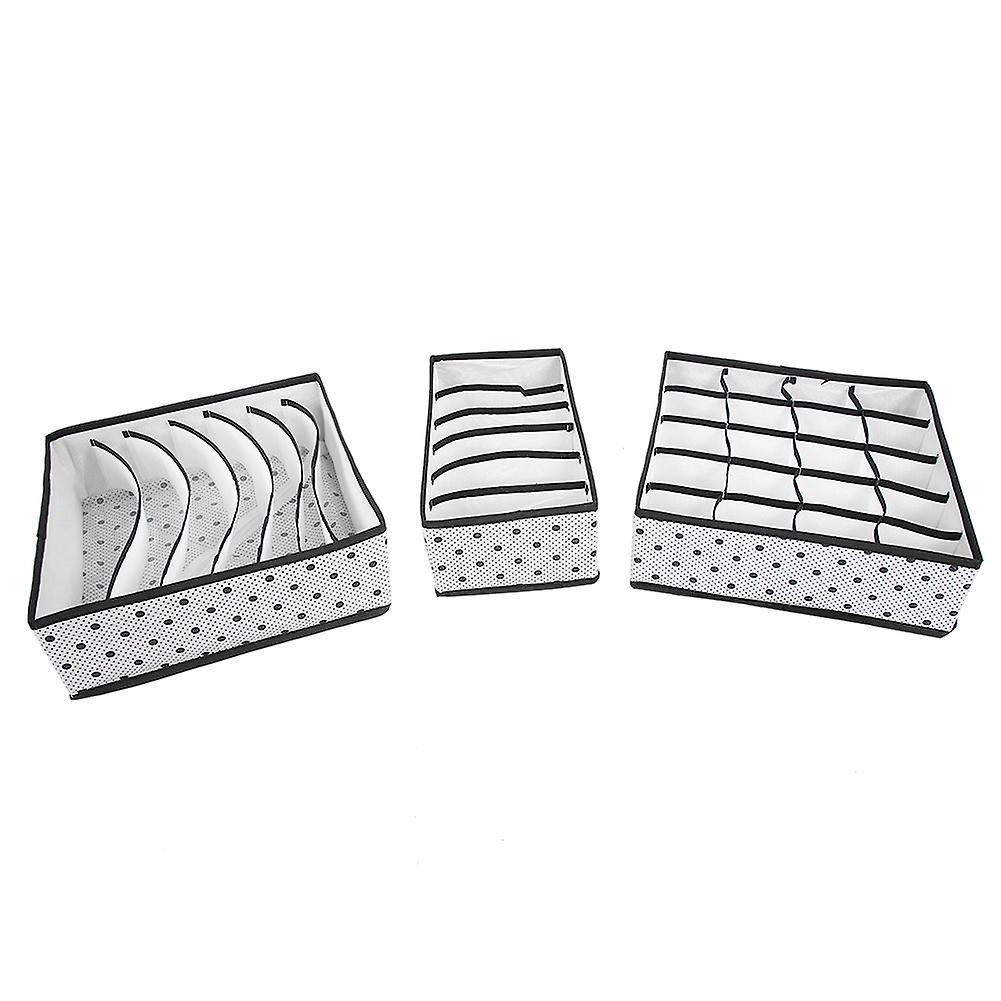 3Pcs Folding Underwear Storage Box Divider Organizer Socks Closet Container (Black)