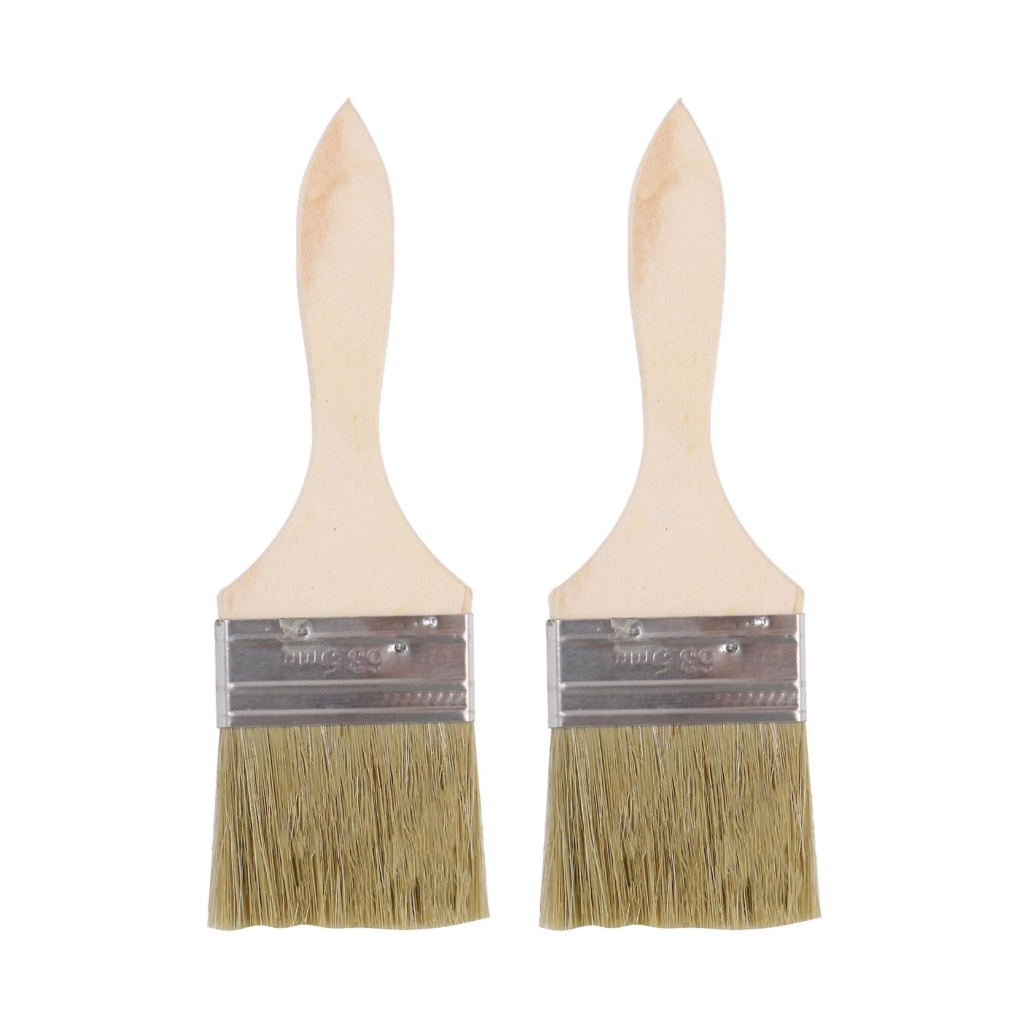 2 Pcs Chip Flat Stain Paint Brush Tool 2.5Inch Width with Wooden Handle