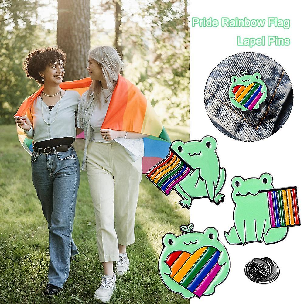 LGBT Pride Rainbow Pride Flag Frog Design Small Enamel Lapel Pin LGBTQ+ Badge