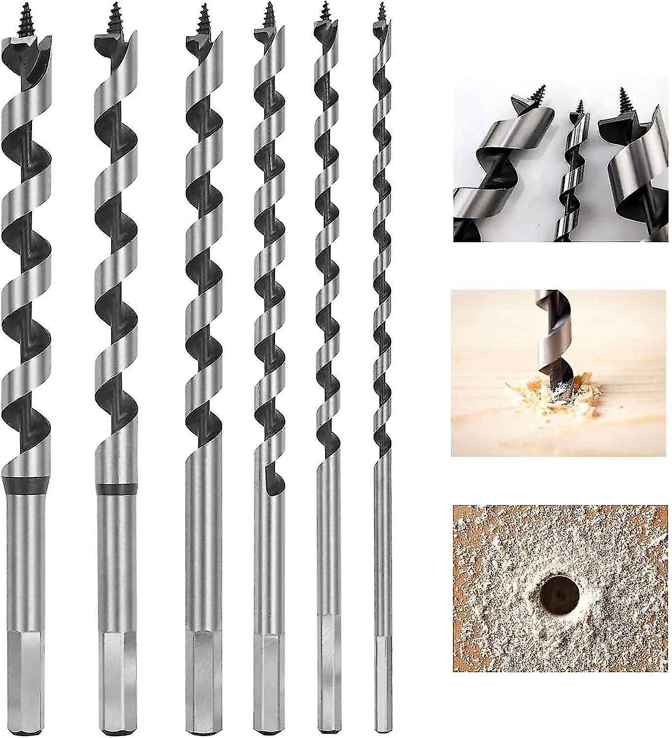Woodworking Twist Drill Bit, 6 PCS Hexagonal Woodworking Drill Bit Set Carbon Steel Spiral Hole Cutt