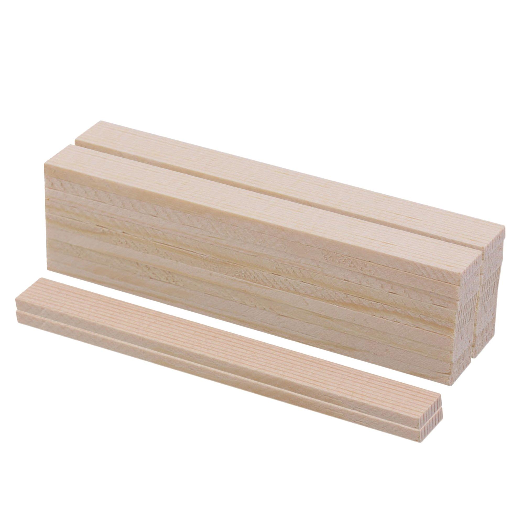 20pcs Natural Bamboo Wood Rectangular Wooden Strips Wooden Color 100mm