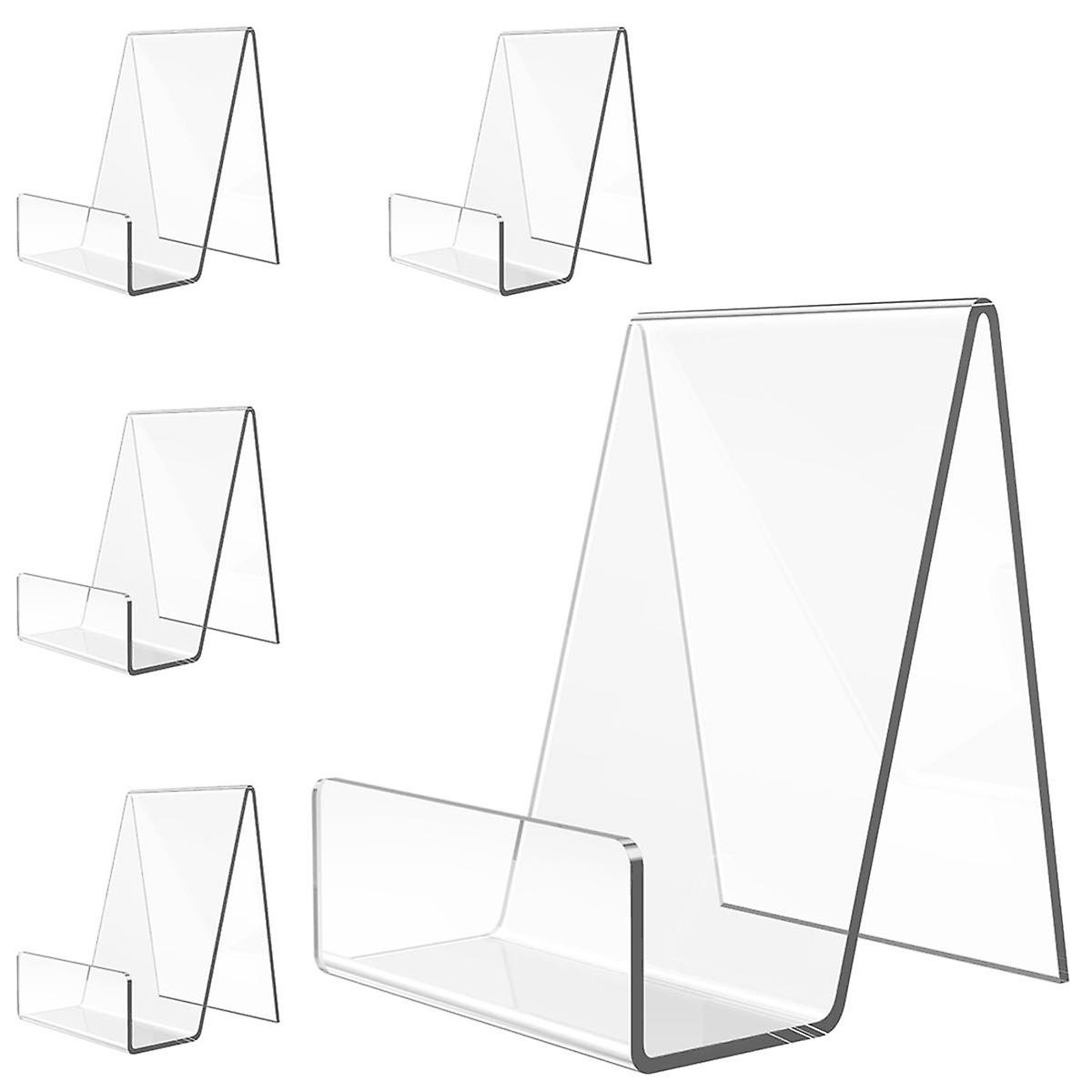 5 Pack Acrylic Book Stand, Book Holder for Display, Clear Easel Stand for Display, Display Holder for Postcard, CD,Frame