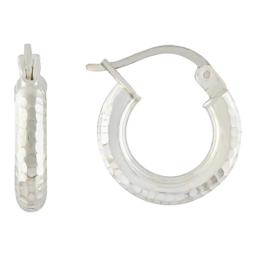 925スターリングシルバーレディースファセットフープピアス3mm-女性用フープピアス - 1.3グラム
