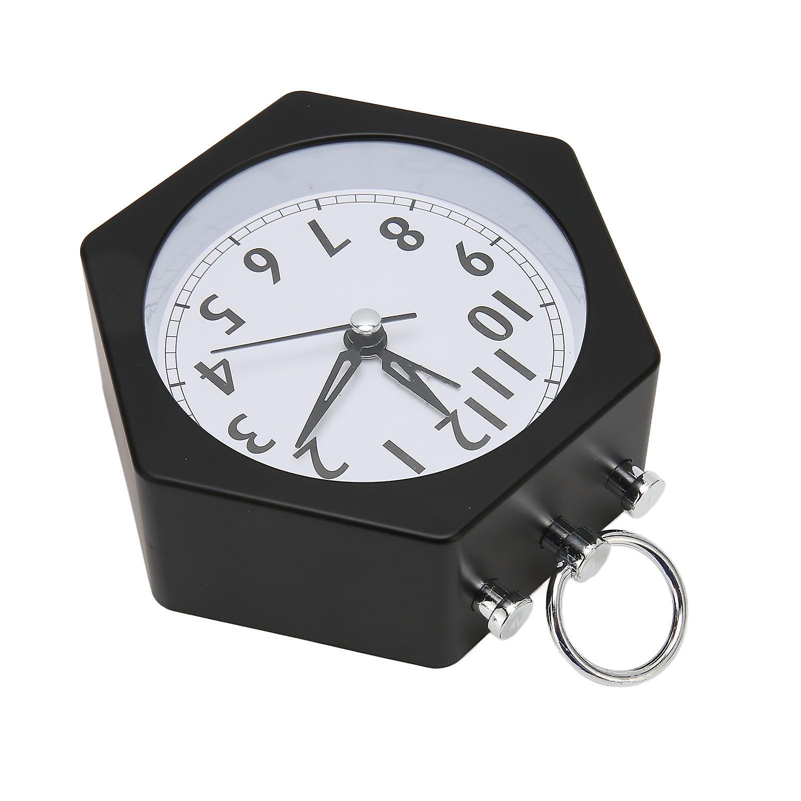 Polygon Alarm Clock Metal Shell Stable Quiet Compact Alarm Clock for Student Black 