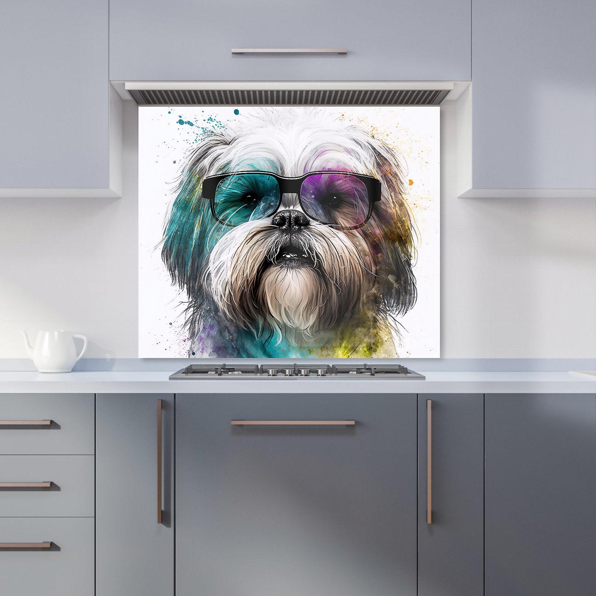 Lhasa Apso Face Glasses Splashart Kitchen Splashback