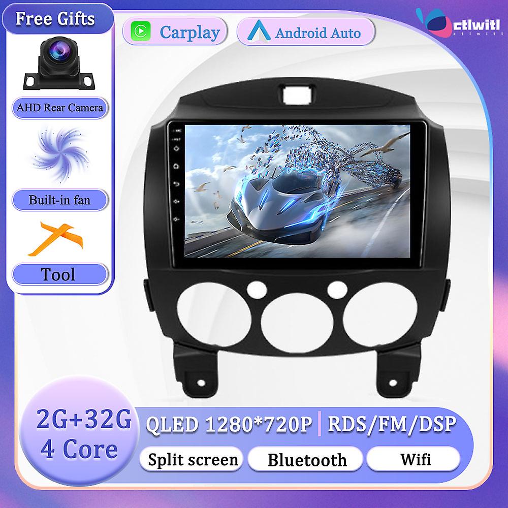 Android 13 pour Mazda 2 De 2007 - 2014 Carplay Stéréo Radio Navigation Autoradio Moniteur Écran Videp Player GPS Multimédia