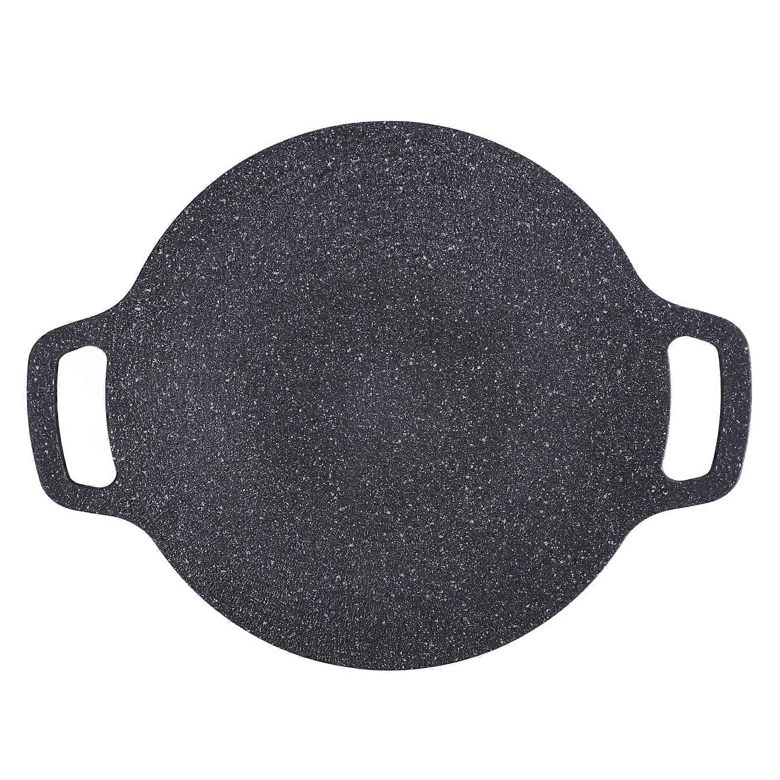 مقلاة شواء كورية مستديرة مع طلاء غير لاصق من 6 طبقات للشواء ، الطبخ الداخلي والخارجي ، أسود ، 38 سم / 15 بوصة