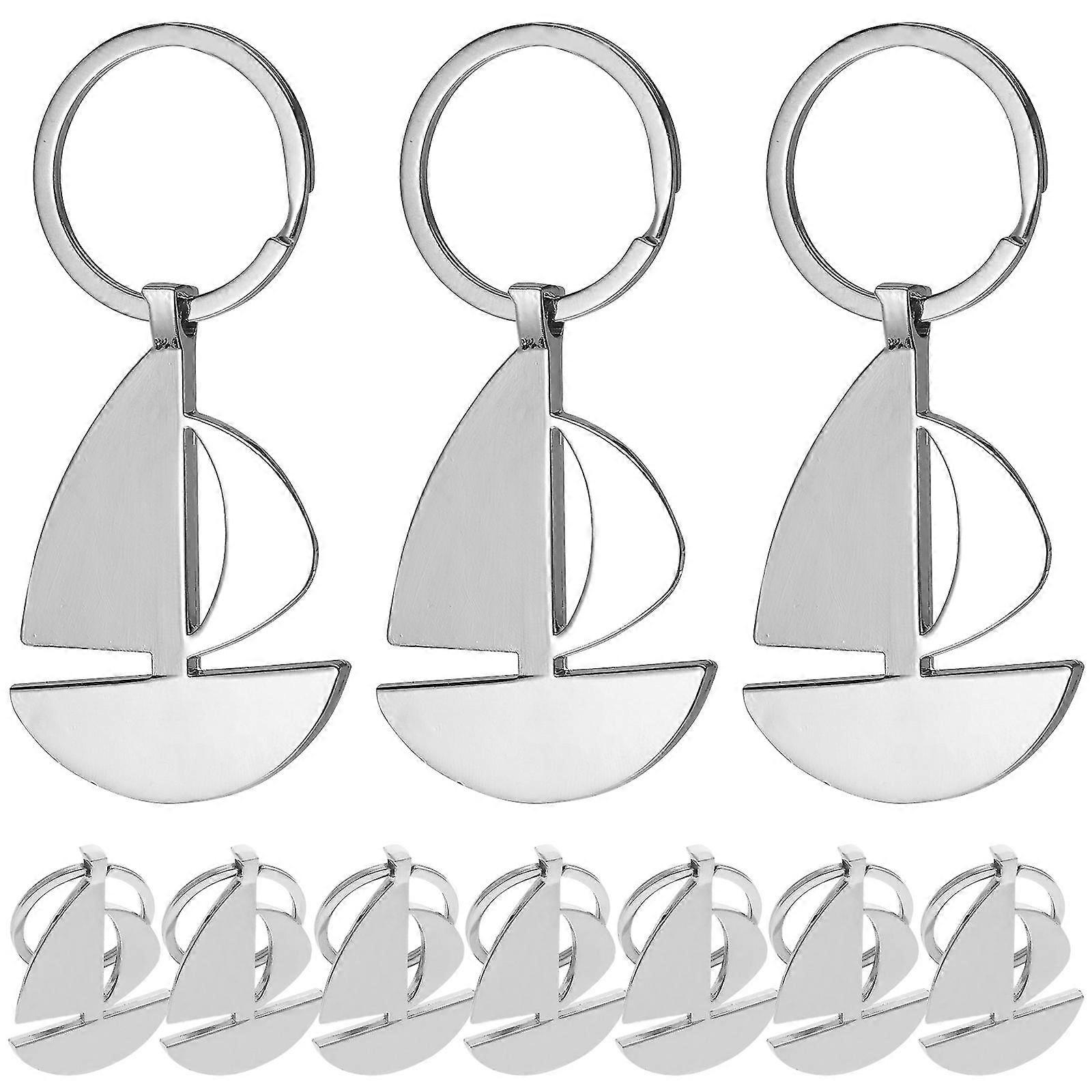 10 Pcs Metal Key Ring Metal Key Chain Metal Keychain Charm Sail Ship Keychain Boat Keychain Handmade Keryring Charms