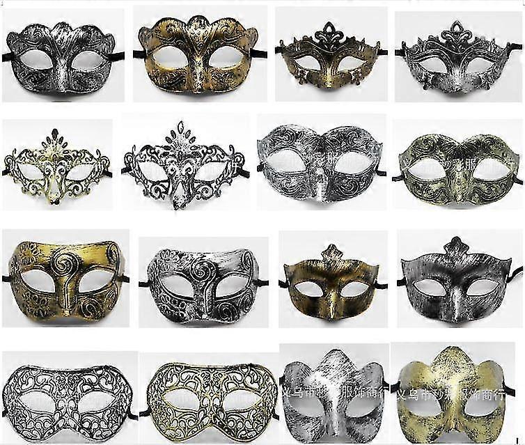 32 قطعة ماردي غرا قناع تنكري قناع عتيق قناع مع الذهب والفضة