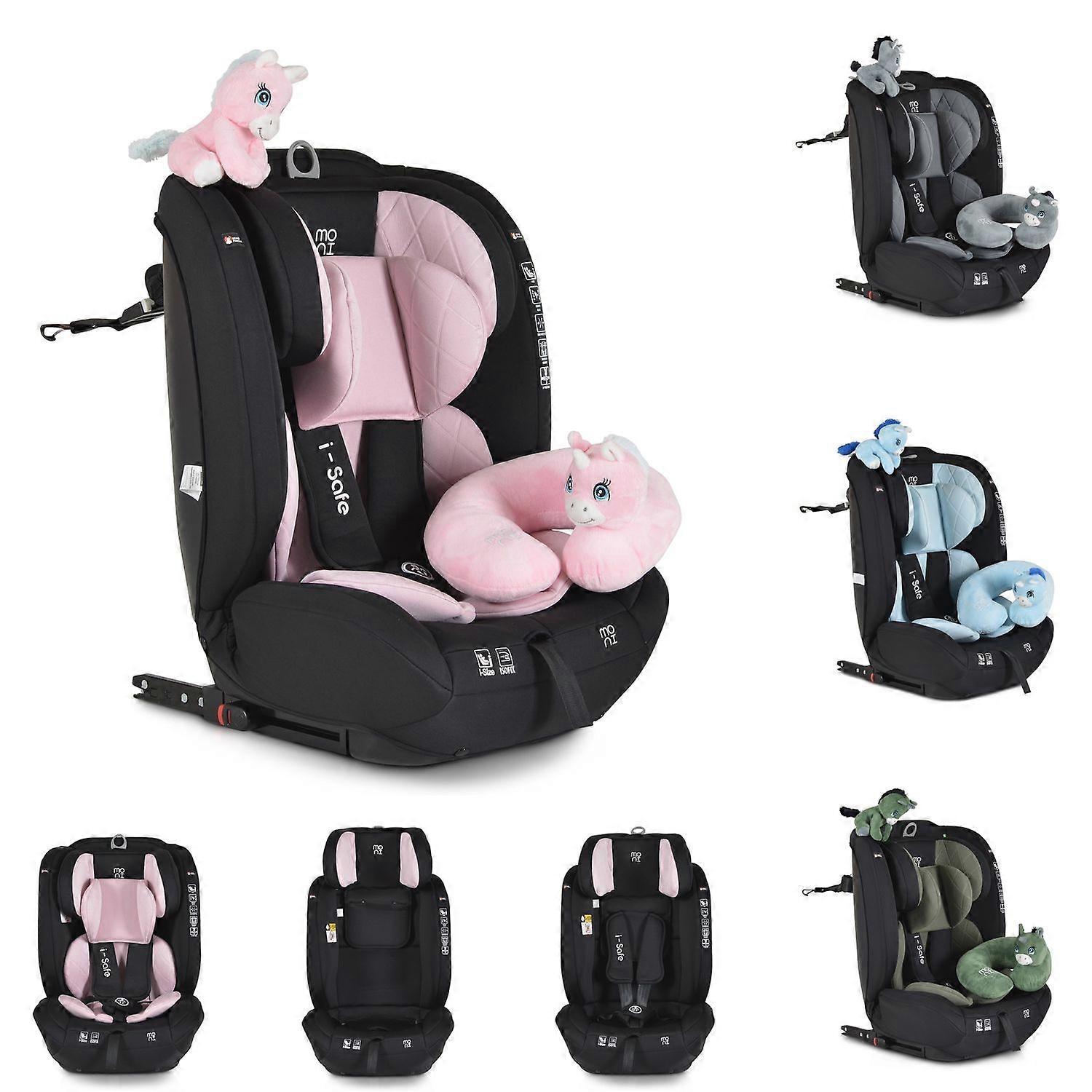 Moni Seggiolino Auto per Bambini i-Size i-Safe (76-150cm) Isofix, Top Tether, regolabile in 13 direzioni