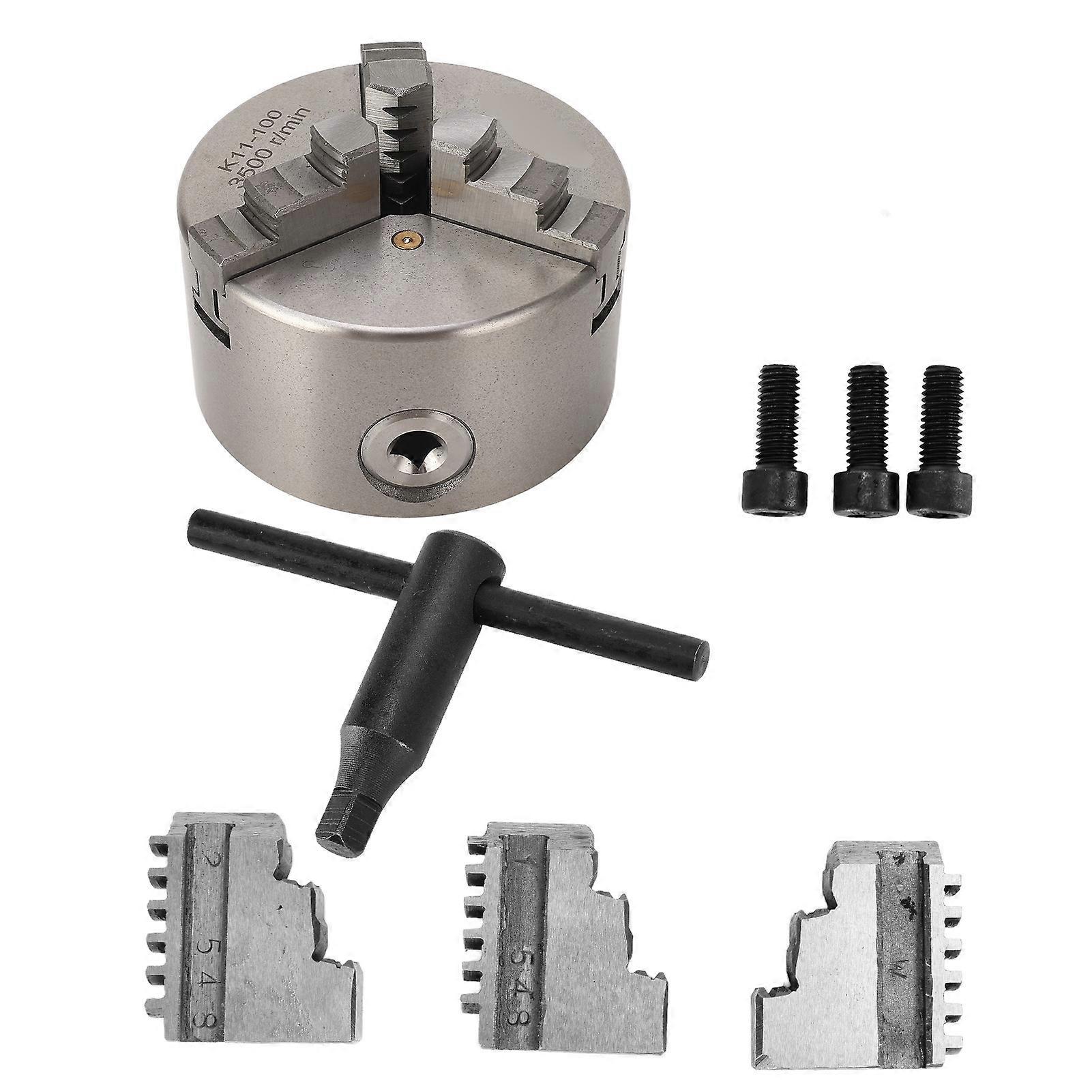 Self Centering Lathe Chuck Metal 3 Jaw Accessory Replacement Part Set Kit with WrenchK11-100