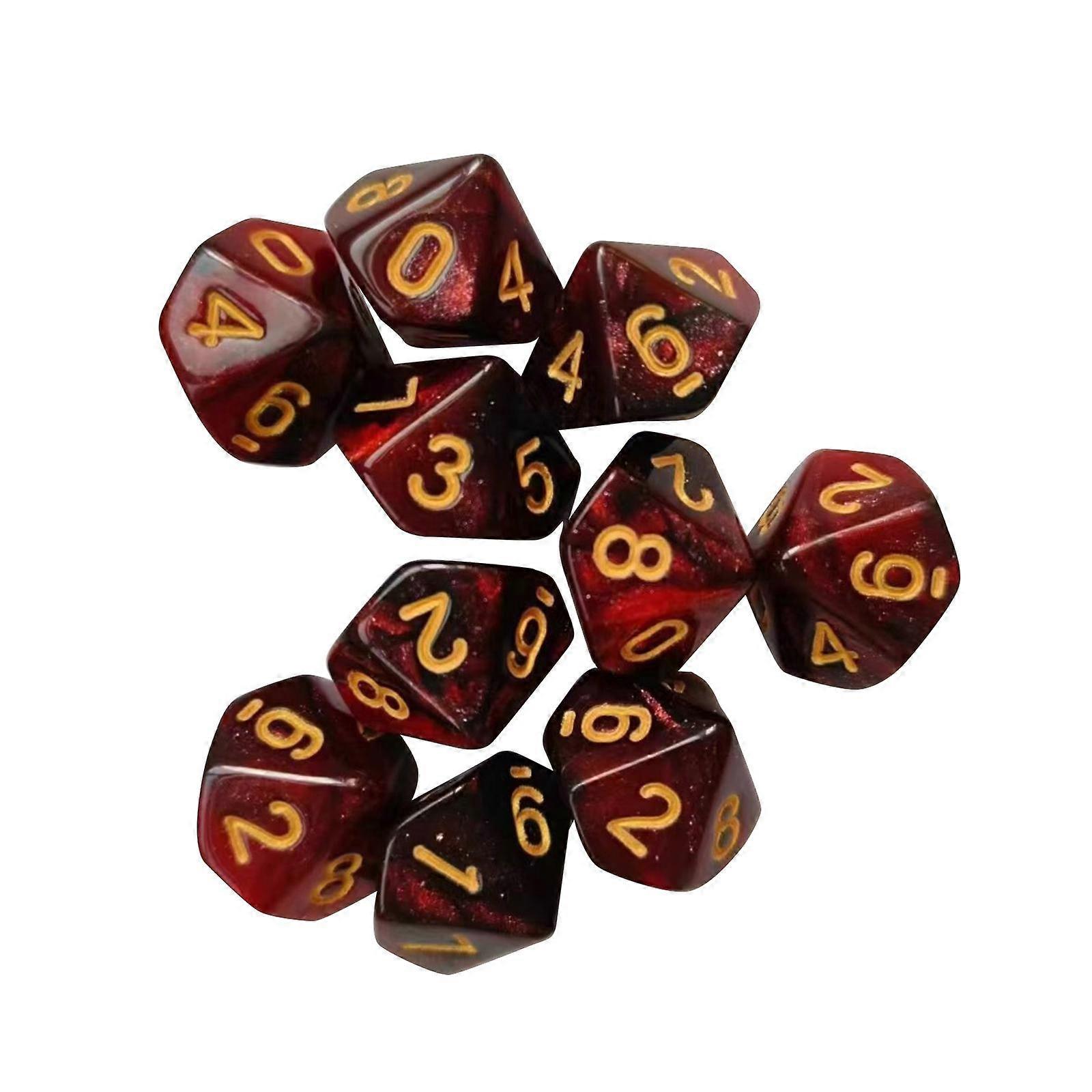10 Pieces Dice Set D10 Entertainment Toys Party Table Game for Bar Card Game Red