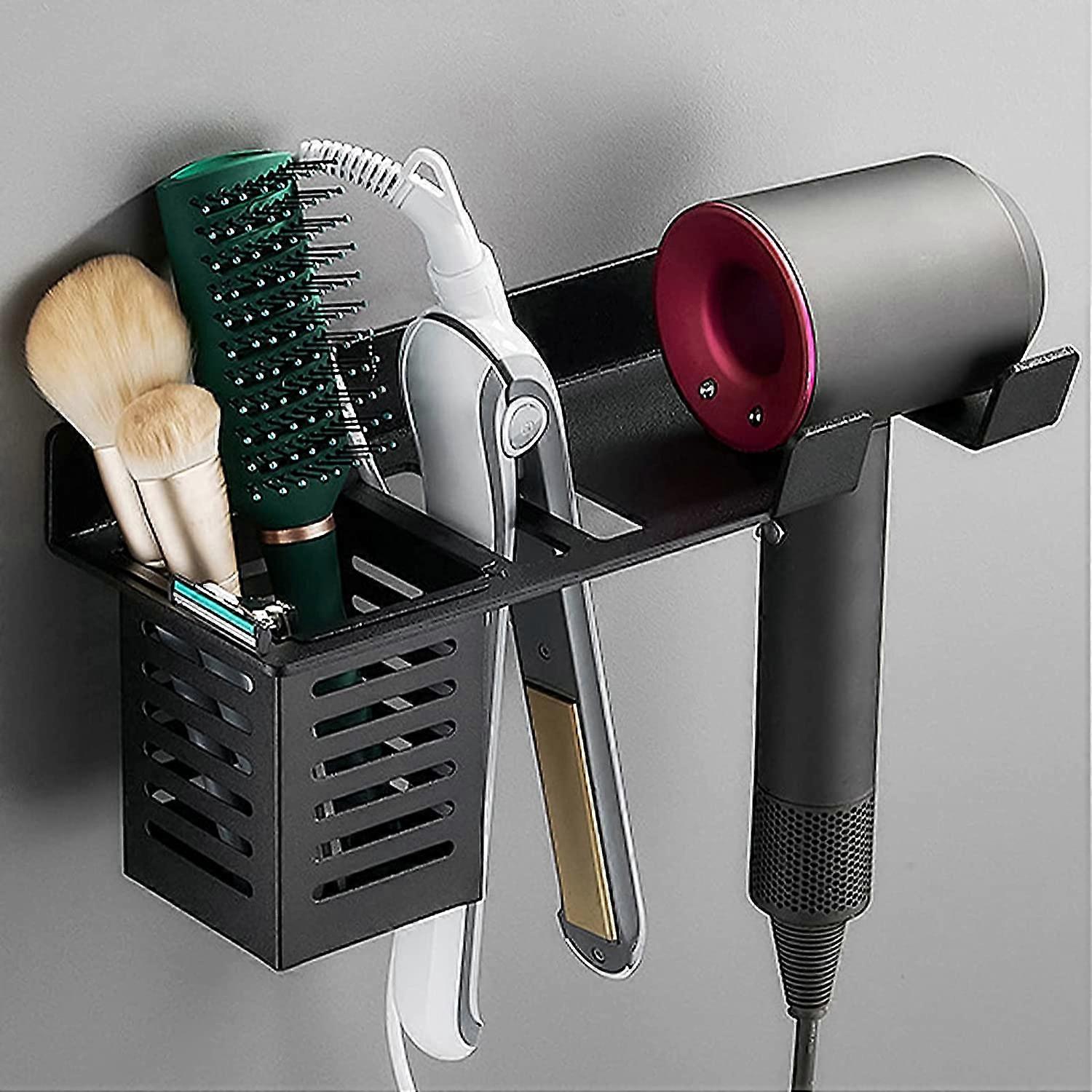 Hair Dryer Holder, Wall Mount Holder For Hair Dryer And Hair Straightener No Drilling Required Hair Dryer Holder