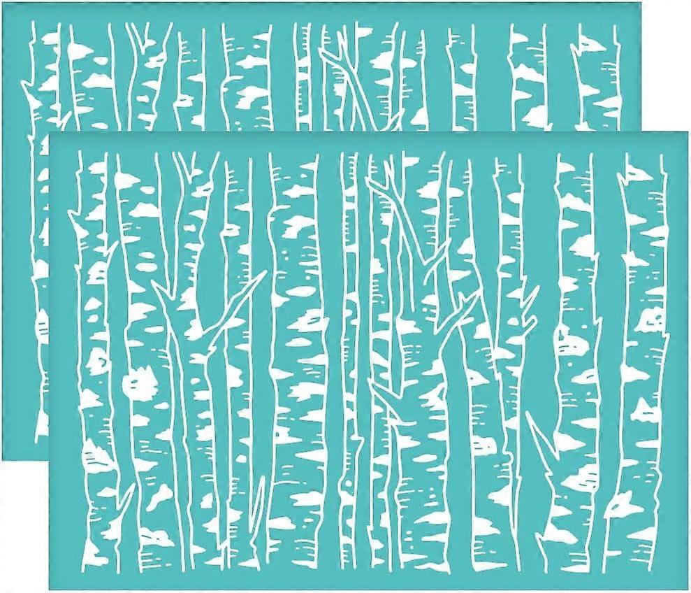 2Pcs Birch Trees Self-Adhesive Silk Screen Printing Stencil Tree Trunk Silk Screen Stencil Birch Forest
