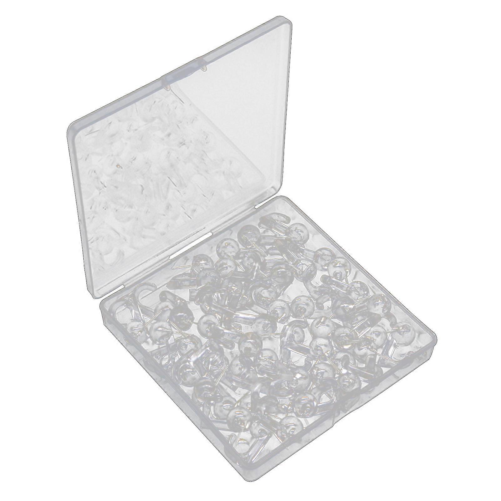 50Pcs带钩塑料盒黑色透明软木公告板白板墙图照片固定图钉办公家居用品