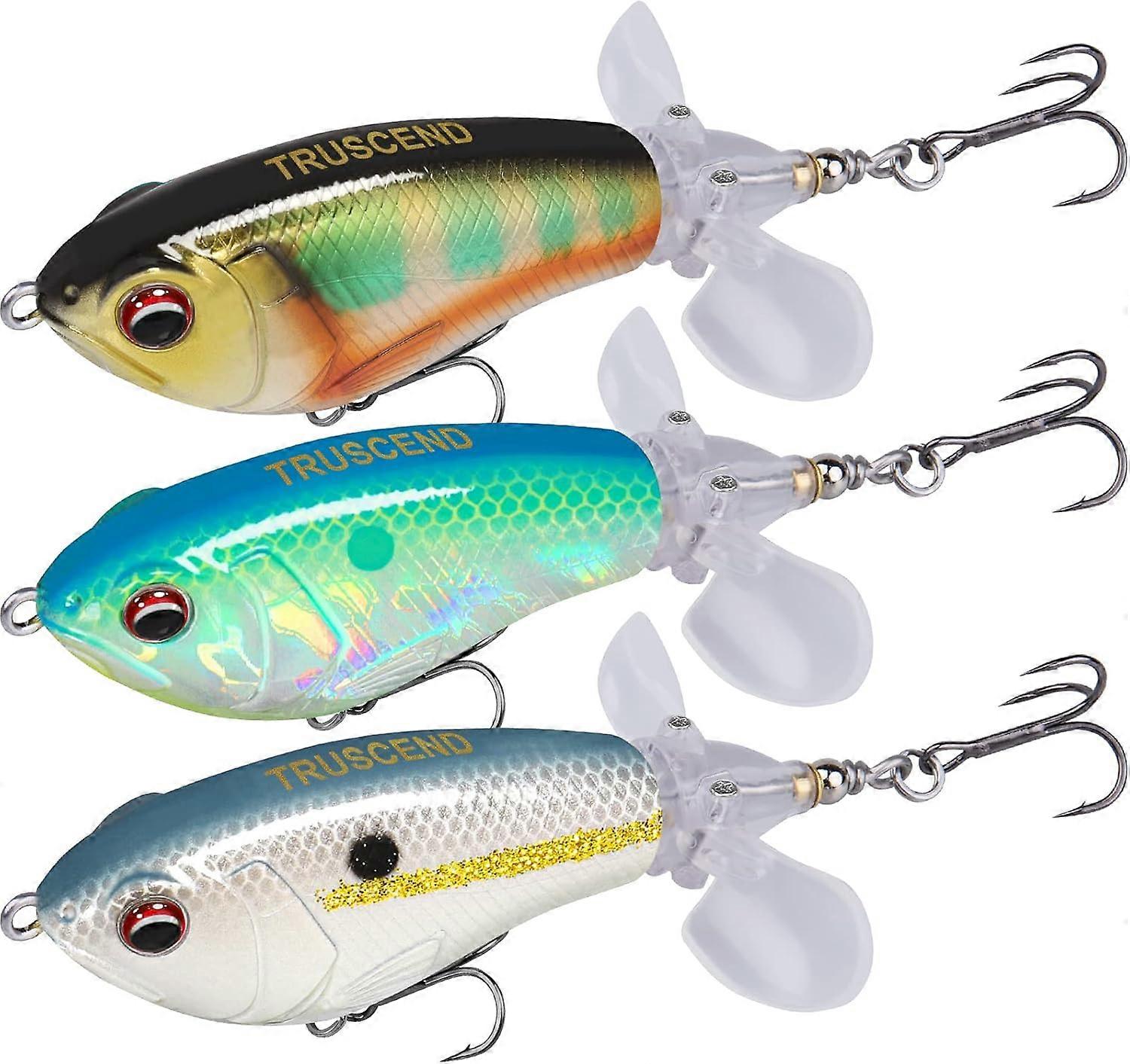 Lures with BKK Hook, Pencil Plopper Lures for Bass Pike Perch, Floating Minnow Bass Lures with Propeller Tail