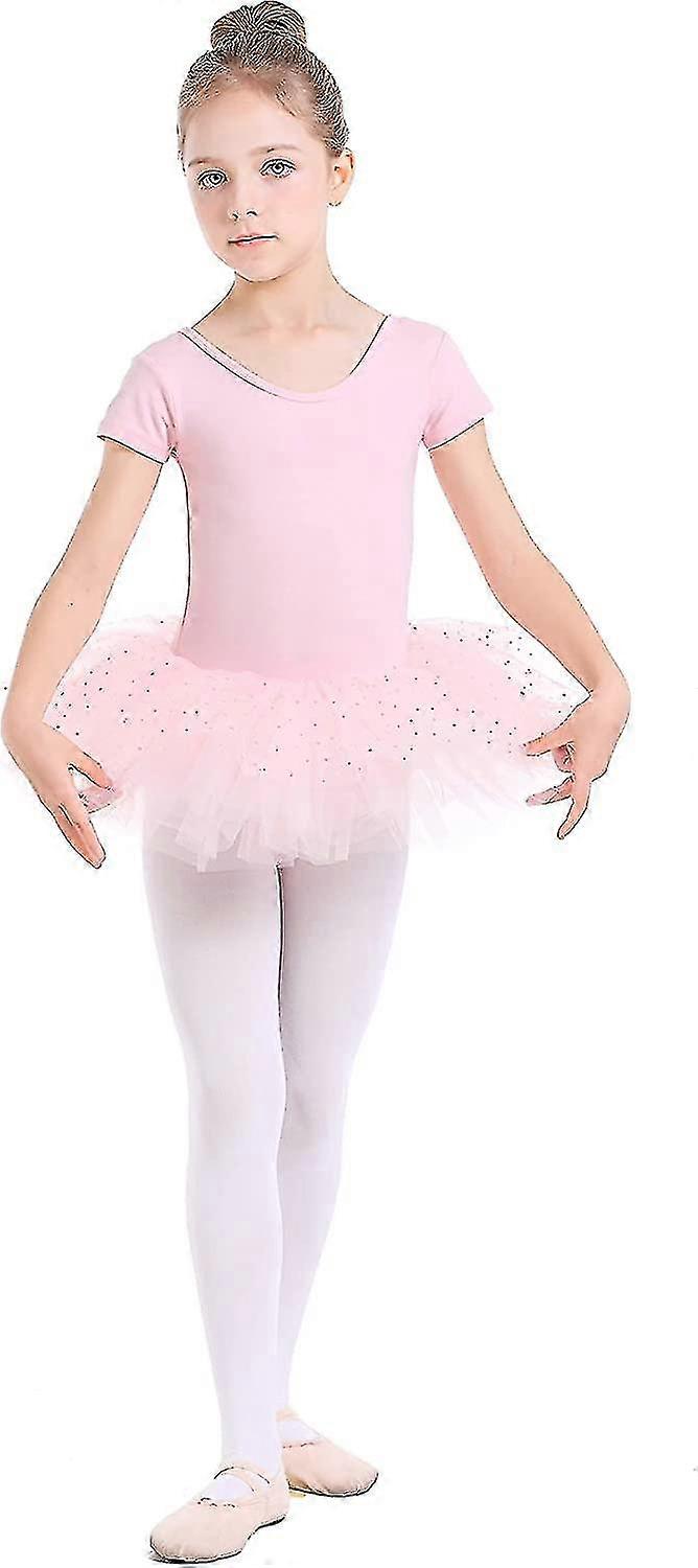 Ballet Tutu Leotards Toddler Girls Short Sleeve With Glitter Skirt