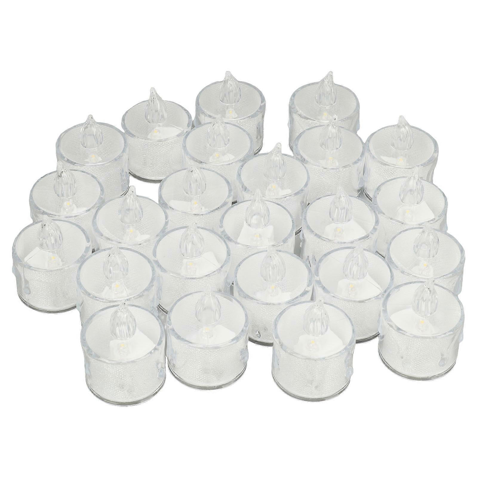 24pcs sans flamme LED Bougie de thé Simulation Flamme Ambiance romantique Batterie alimentée par batterie Bougies de bougie chauffe-plat