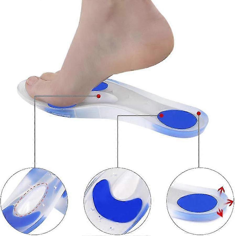 Insoles Silicone Gel Arch Support Orthotic Shoe Insert - Relieve Plantar Fasciitis Pain Release Heel Bone Spur Calluses And Corns Massage Heels And Me