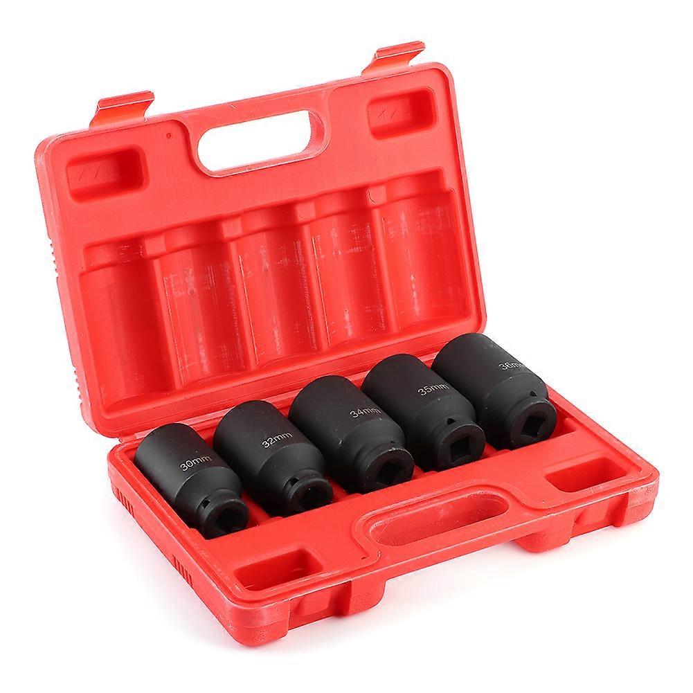 5Pcs 12 Point Axle Hub Nut Socket Sleeve Sets Metric Deep Impact for 1/2In Drive Ratchet