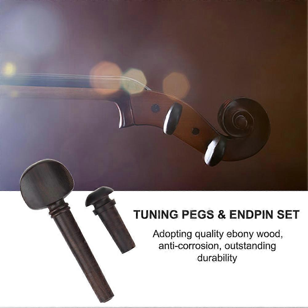 Ebony Tuning Pegs with Endpin Set Replacement Parts for 4/4 Violins Musical Instruments