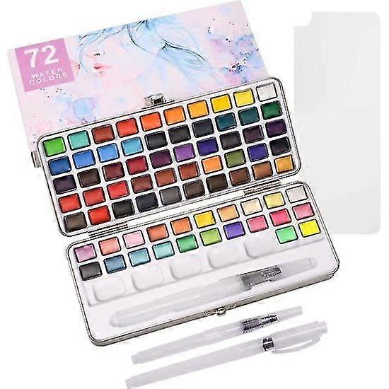 Watercolor Paint Palette 72 Colors Solid Pearlescent Color Paint Box Beginner Professional Portable Set