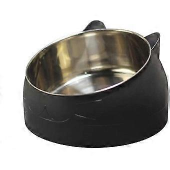 400ml Cat Bowl Rustfritt Stål Pet Bowl Anti-slip Anti-spill Base GummiMatte Stor Hundeskål Svart