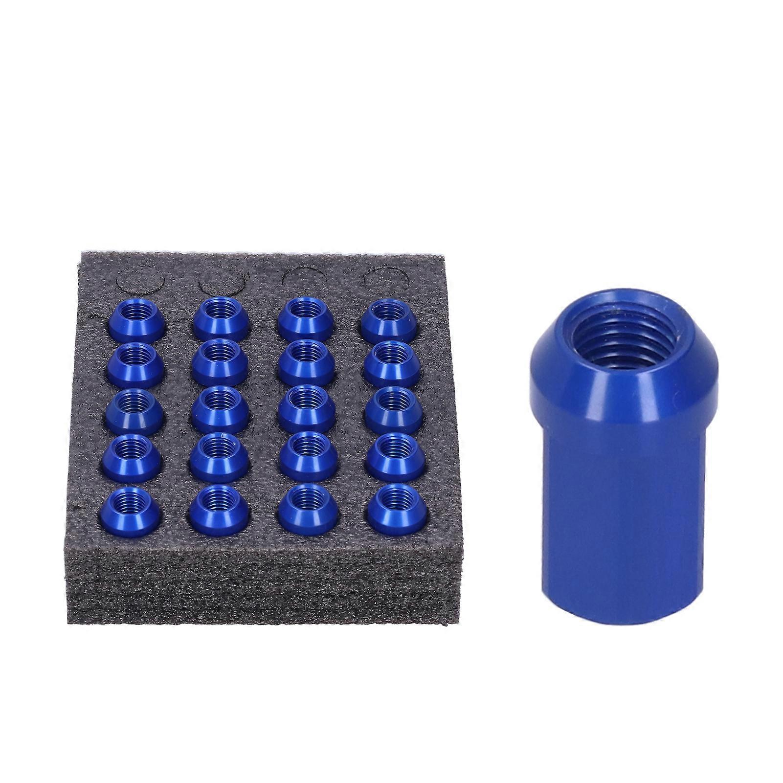 20pcs Wheel Lug Nuts M12x1.5 Thread 1.3in Height 7075-T6 Aluminum Locking Lug NutsBlue