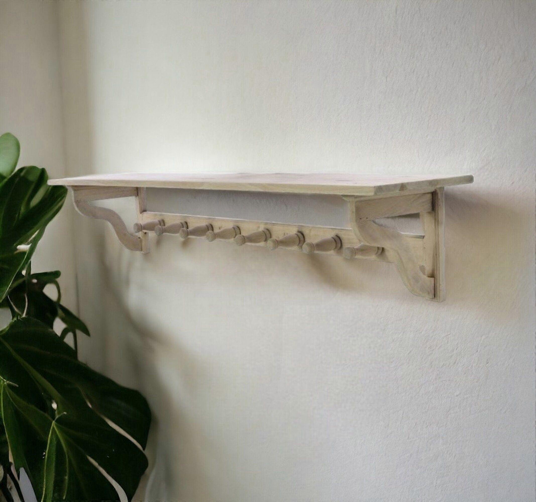 Wall Mounted Coat Rack With Shelf And Hooks