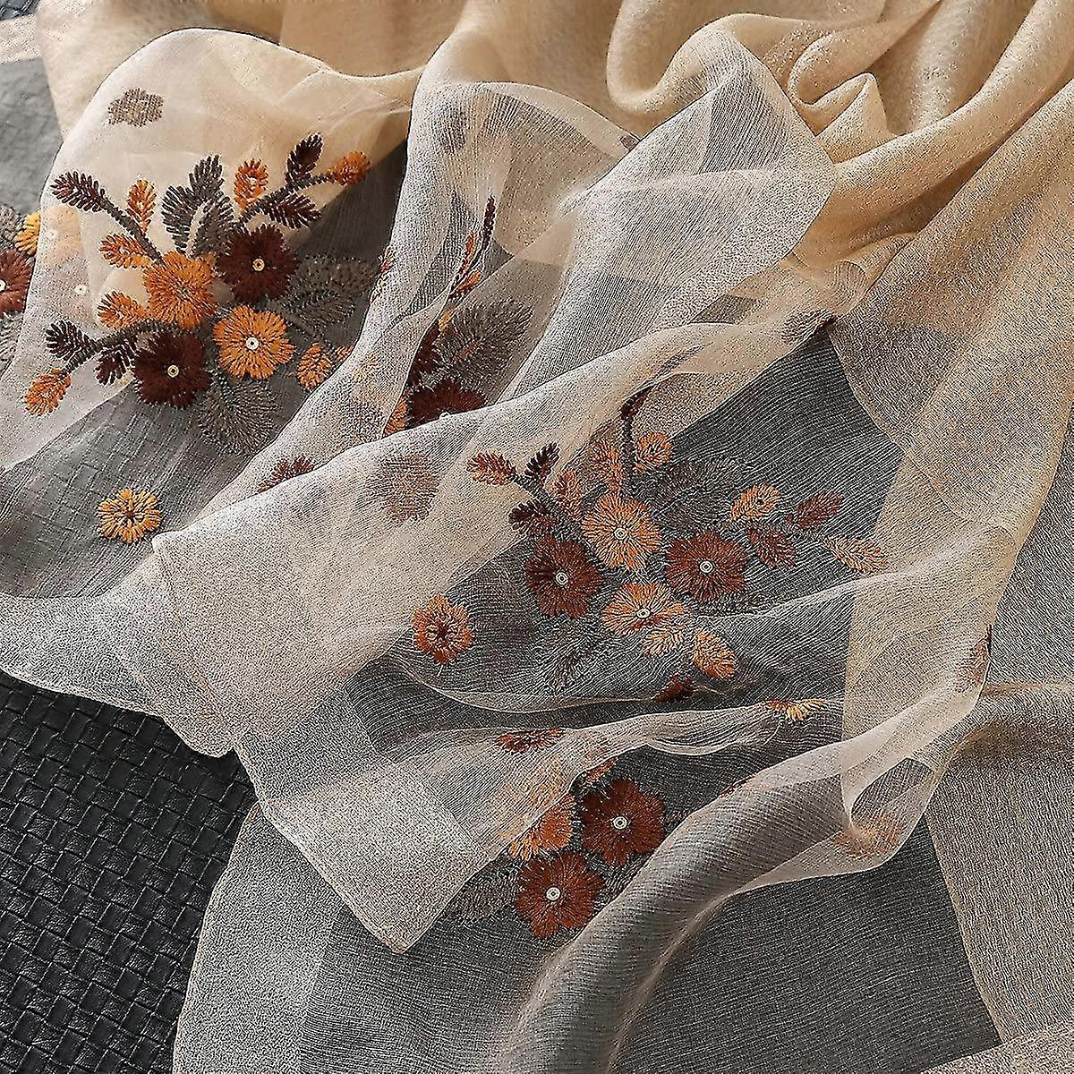 Sciarpa Di Seta Organza Di Lusso Alla Moda Ricamo Scialle Floreale Donna Sottile Hijab Elegante Sciarpe Lunghe Foulard Estivo In Tinta Unita(MZ005-01 - Foto 12