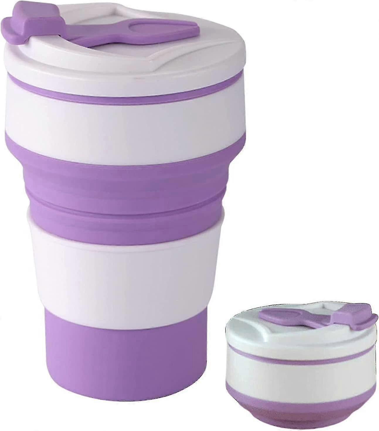 קפה מתקפלת, ספל נסיעות נייד מתקפל, 500 מ"ל קמפינג עמידה ורב פעמית, ספל סיליקון מתקפל עם מכסה