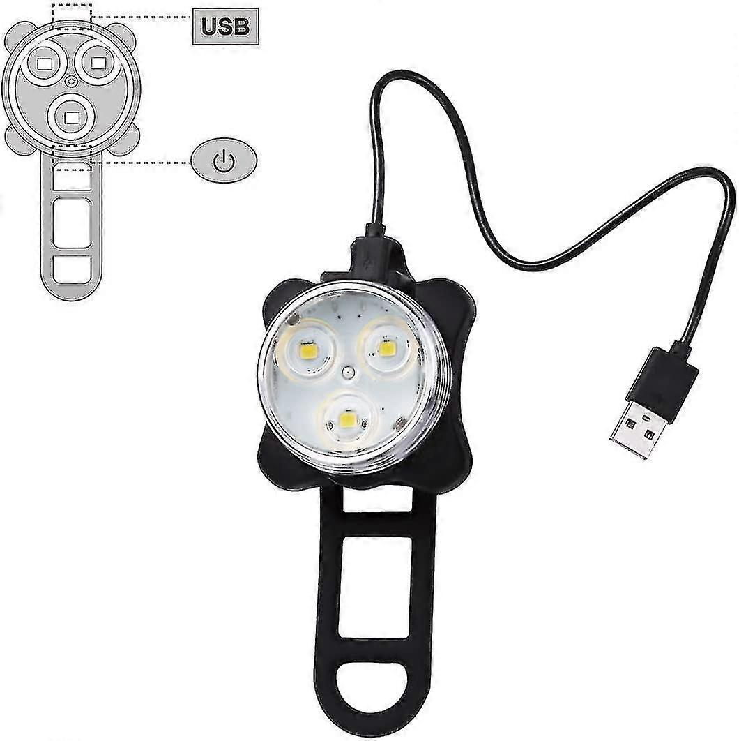 Bicycle Lights Set, Rechargeable Via Usb, Super Bright, Front And Rear Lights, Led Light, 650 Mah