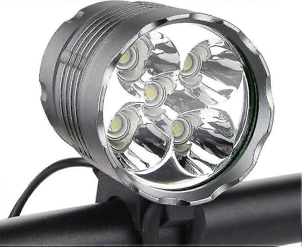 Bike Lights, 6000 Lumens 5 Led Bicycle Light,waterproof Mountain Bike Front Light With Rechargeable Battery Pack,3 Modes Bicycle Lights Front Headlamp