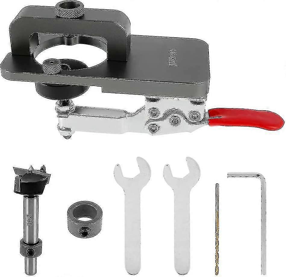 35mm Hinge Hole Jig, Hinge Hole Guide, Hinge Hole with Depth Gauge, Hex Wrench