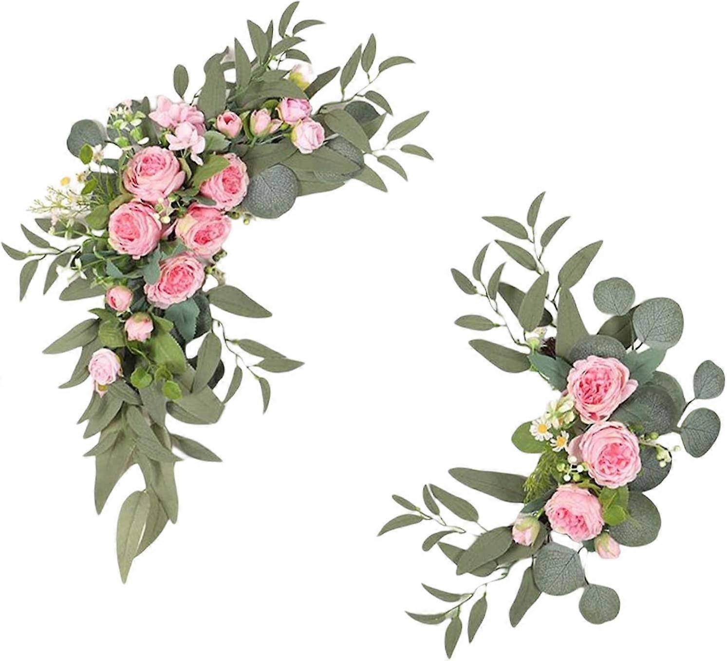 Perfeclan Wedding Arch Flowers 2Pcs Peony Decorative Floral Swags Artificial Green Leaves Silk Flower for Wedding Arbor Arch Wedding Ceremony White