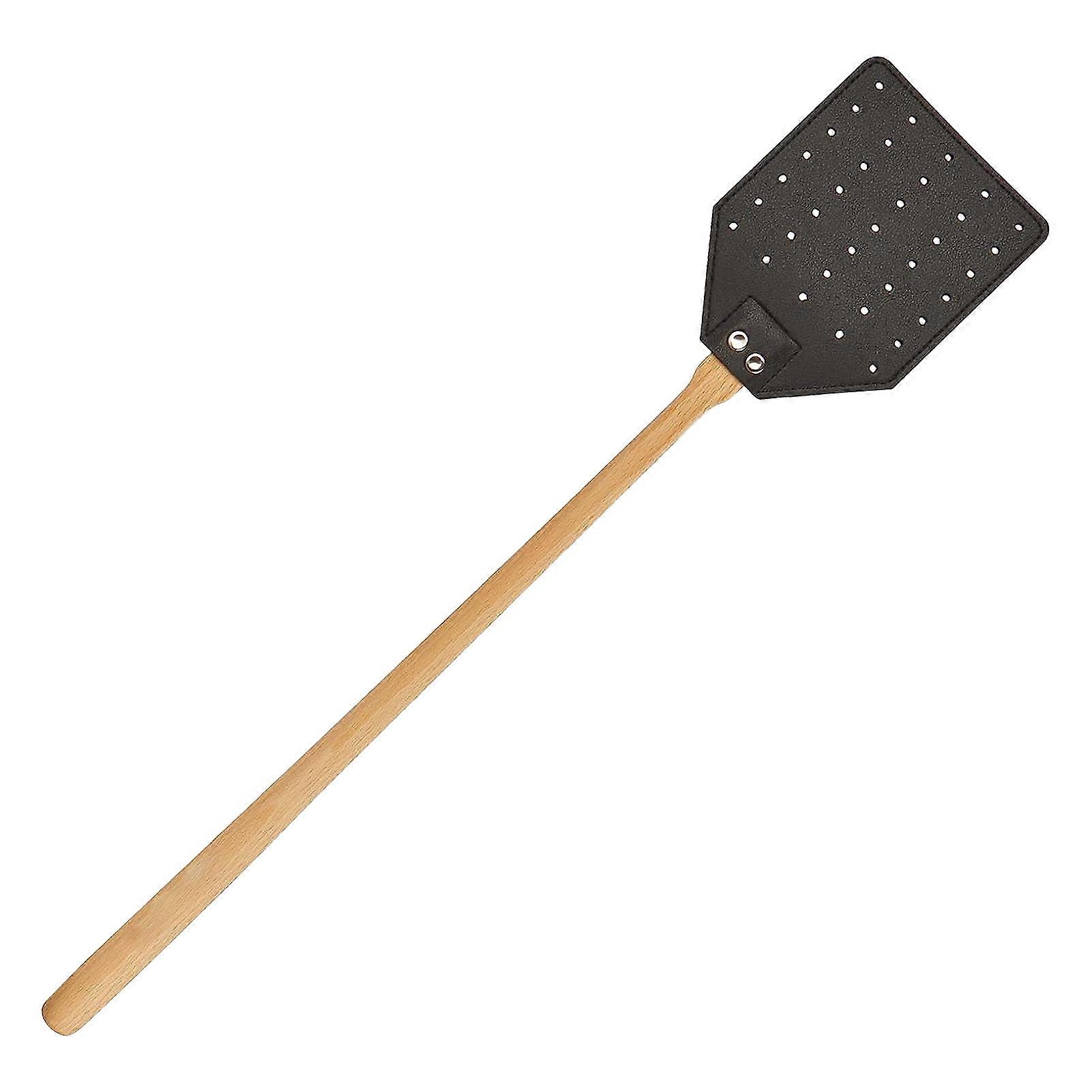 Faux Leather Fly Swatter with Wooden Handle And Stainless Steel Rivets Portable Fly Swatter for Reliable Use KAESI
