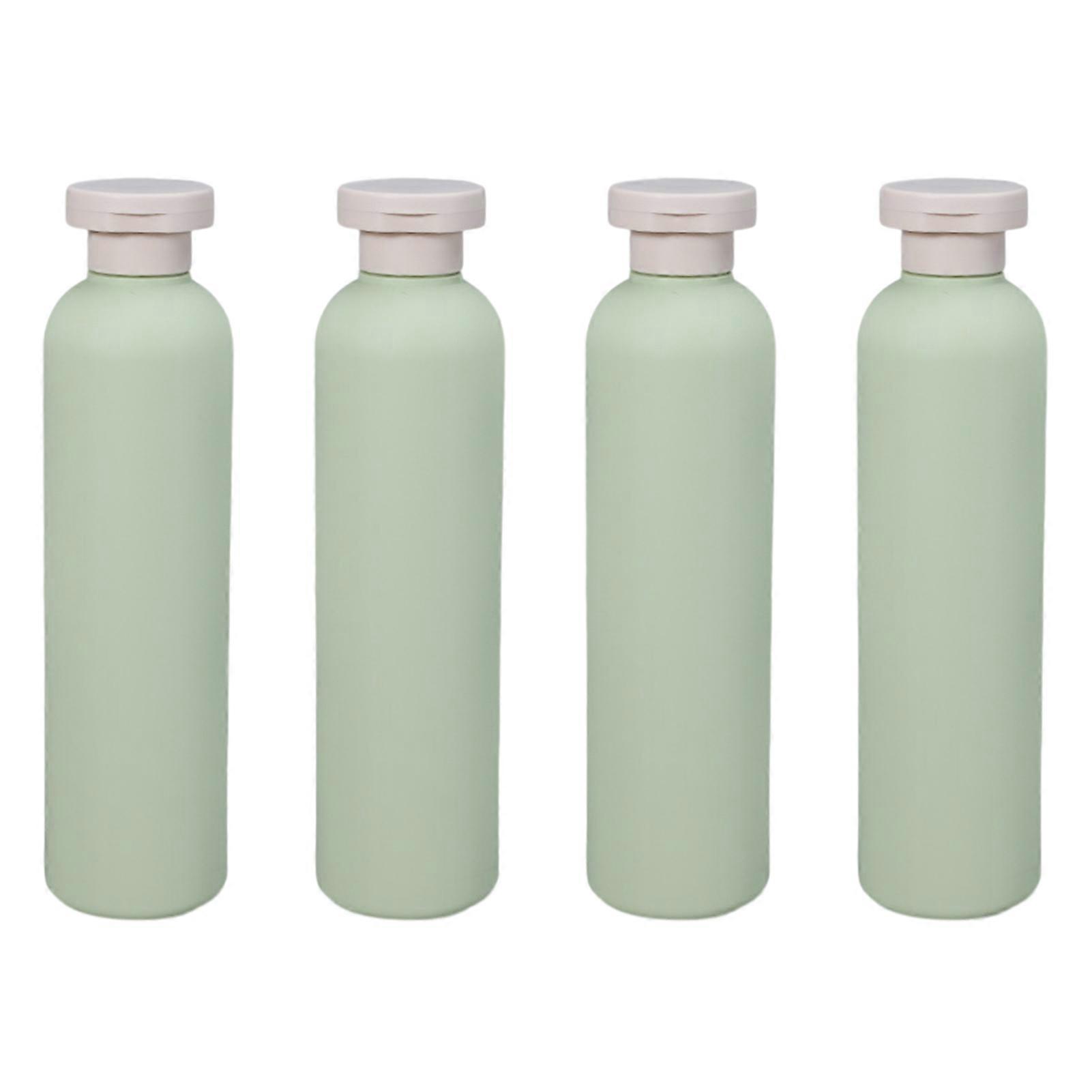 4 Pack 200ML/260ML/300ML/400MLGreen Empty Squeeze Bottles Leak-Proof Refillable Wide Mouth Flip-Top Design Lotion Cream Shampoo Travel Containers KAES