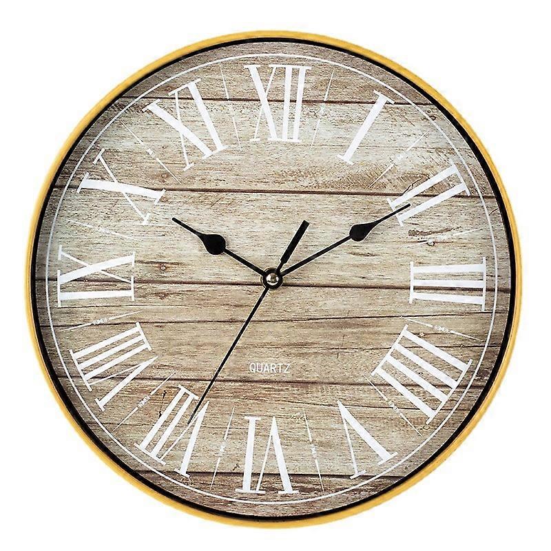 Simple imitation wood grain wall clock silent