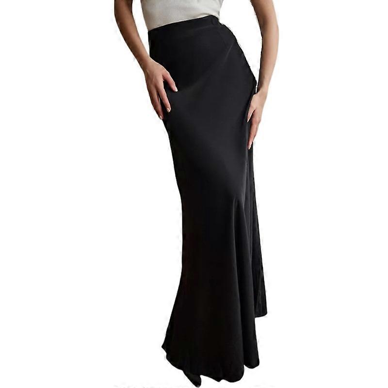 Women's Satin High Waisted Maxi Skirts A Line Long Skirt