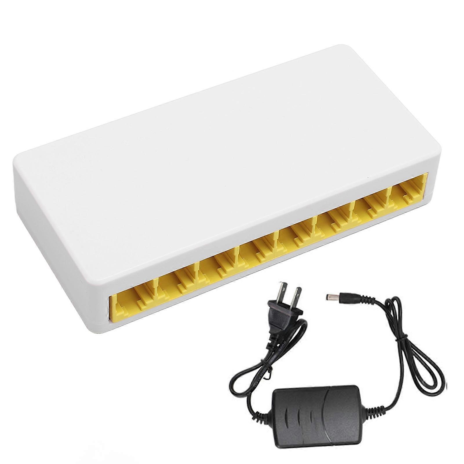 8-Port-Gigabit-Unmanaged-Ethernet-Netzwerk-Switch, Ethernet-Splitter, lüfterloser Metall-Desktop-Wandmontage-Heimnetzwerk-Hub, 100–240 V, US-Stecker