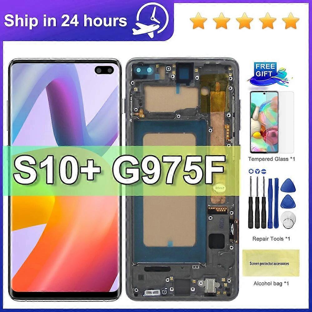 6.4 "Per Samsung S10 Plus Display LCD Touch Screen Digitalizzatore Gruppo S10 + S10 Plus Display con Cornice