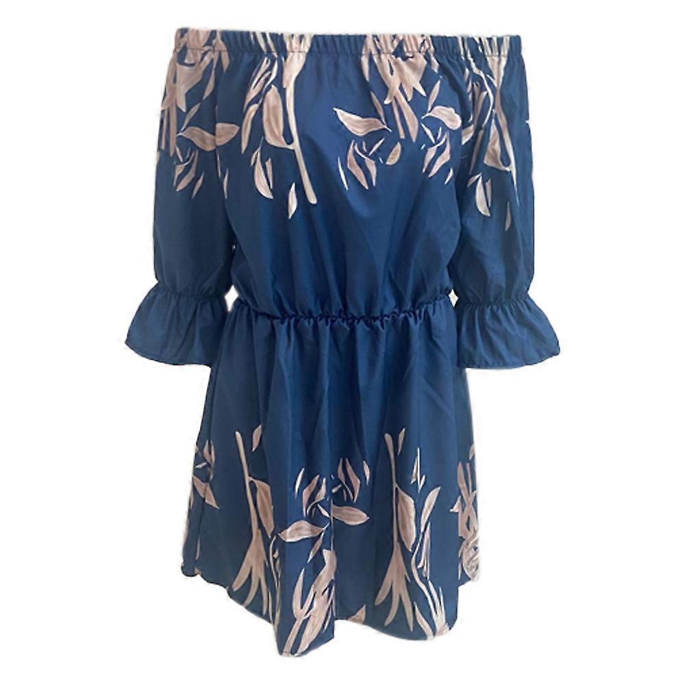 Women's Casual Floral Print Off Shoulder Trumpet Sleeve Swing Dress |  Fruugo NO