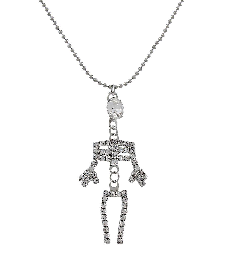 Rhinestone Dangling Skeleton Necklace