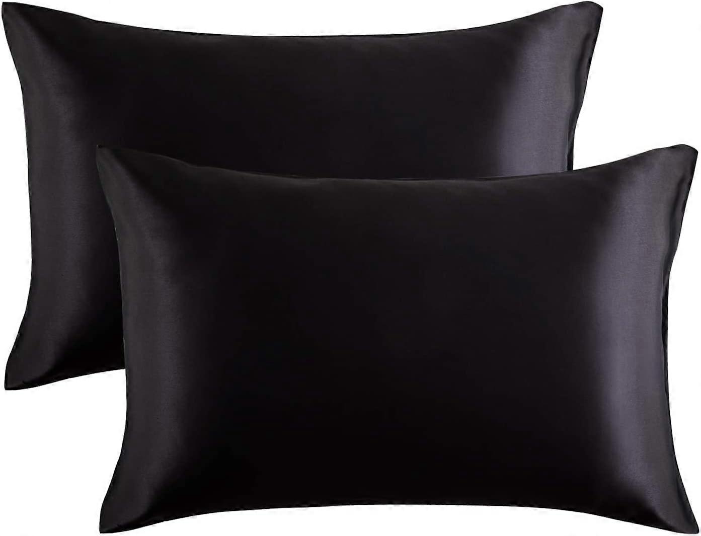 Capa de almofada de cetim para cabelo e pele, 2 pacotes, capas de travesseiro - fronhas de cetim com envelope, cinza escuro