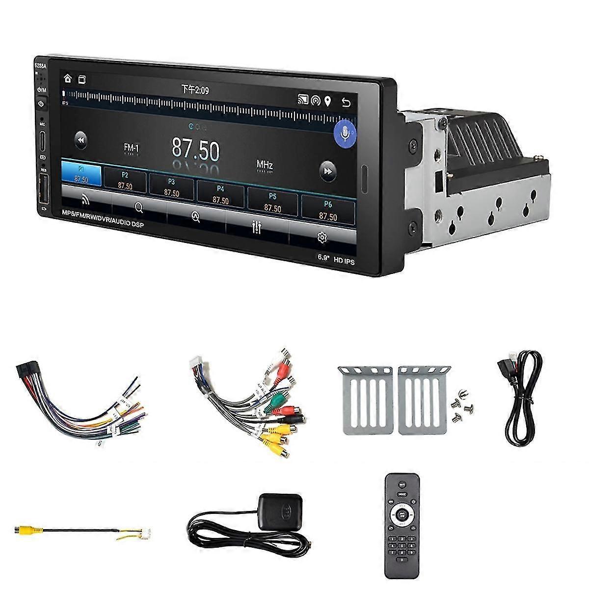 6,9 Zoll Single Din Touchscreen Autoradio, 2 GB + 32 GB Wireless Carplay Android Auto, Gps Navigation Wifi Fm Bluetooth