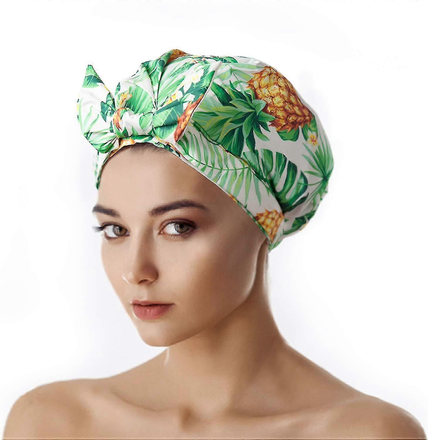 Shower Caps, Waterproof Cap Reusable With Elastic Band-jie