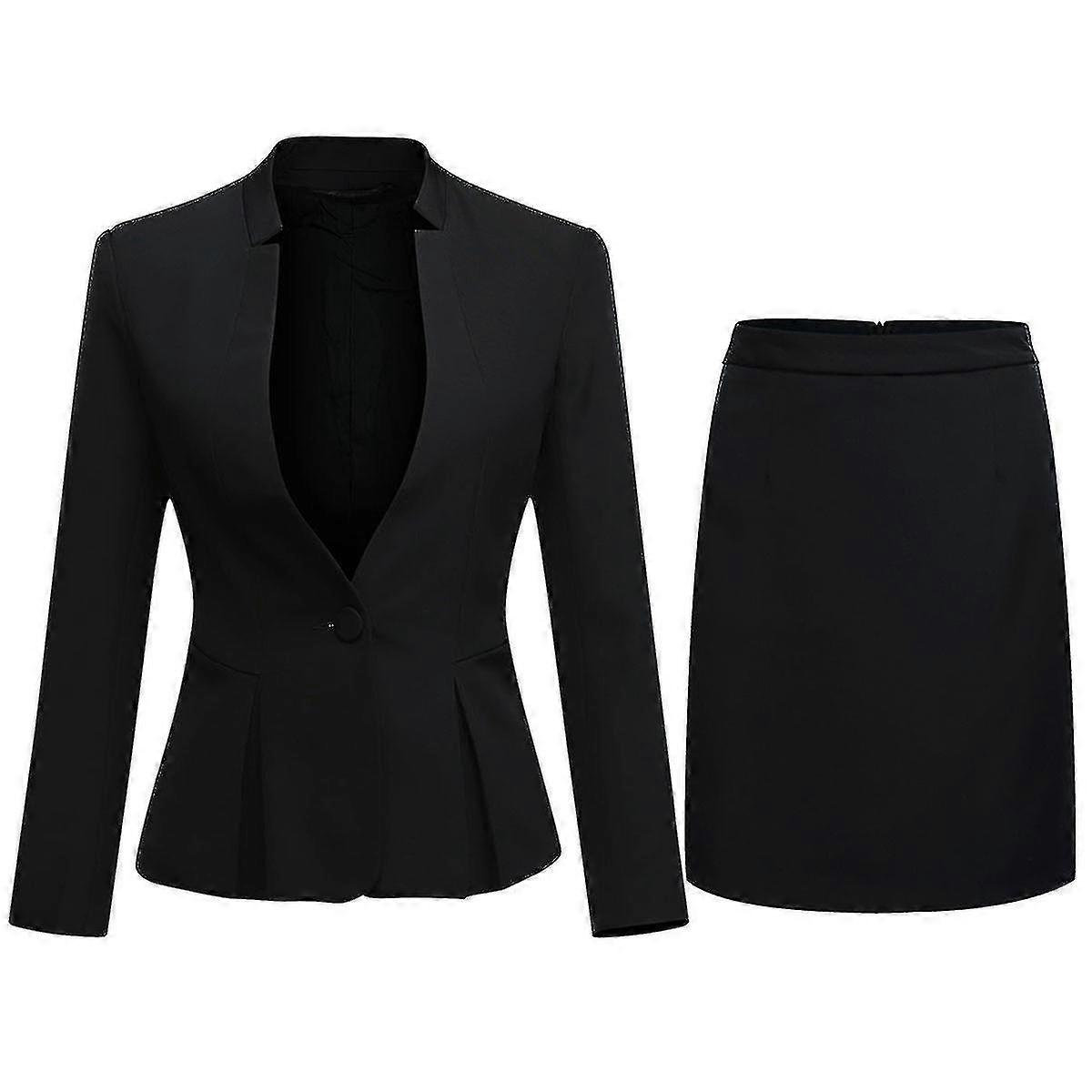 Damski garnitur biznesowy 2 sztuki Stand Collar One Button Blazer Jacket And Skirt Set