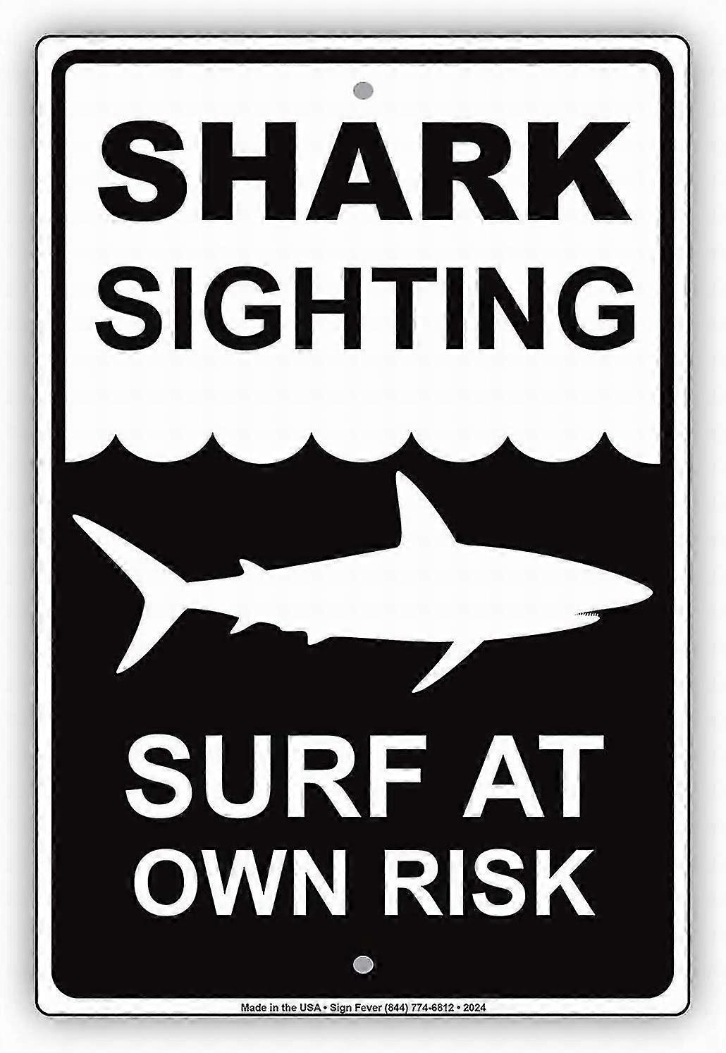 Sinal de segurança 8x12 polegadas OU 12x16 polegadas Shark Sighting Surf por sua conta e risco Perigosa Praia Vida Marinha